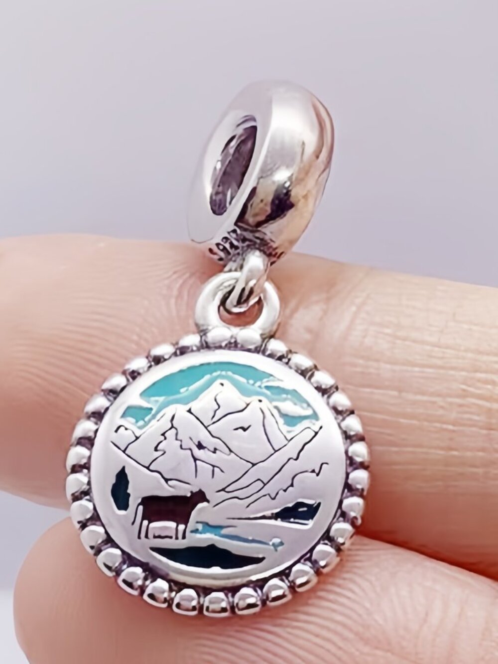 Pandora Rocky Mountains Destination Dangle Charm Bison Mountain Lake Enamel